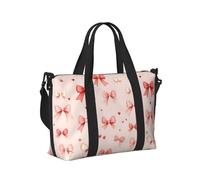 Bolsa de mano para laptop para el trabajo de mujer, con estampado de corazón rosa y pajarita, bolsas de fin de semana para mujer, viajes, gimnasio, bolsa de lona para hombres, bolsa de viaje cruzada