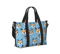 Bolsa de mano para laptop para el trabajo de mujer, diseño de cachorro Corgi, lindo estampado, bolsas de fin de semana para mujer, viajes, gimnasio, bolsa de lona para hombres, artículos personales