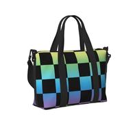 Bolsa de mano para laptop para mujer, para el trabajo, con estampado de cuadros arcoíris pastel, para fin de semana, para mujer, viajes, gimnasio, bolsa de lona para hombres, artículos personales