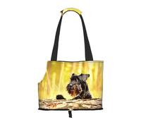 Bolsa de Mano para Mascotas, Bolso de Mano portátil de Viaje para Perros con Hebilla de Metal de Seguridad para Caminatas en el Metro, Schnauzer Miniatura Mascotas Perros Negros