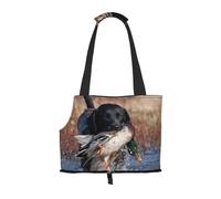 Bolsa de Mano para Mascotas, Bolso de Mano portátil de Viaje para Perros con Hebilla de Metal de Seguridad para Caminatas en el Metro, Pato Caza Labrador Perro Cool Negro Cachorro Animal