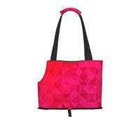 Bolsa de Mano para Mascotas, Bolso de Mano portátil de Viaje para Perros con Hebilla de Metal de Seguridad para Caminatas en el Metro, Fucsia Triángulo Geométrico