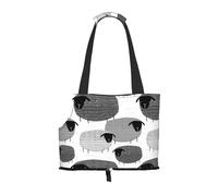 Bolsa de Mano para Mascotas, Bolso de Mano portátil de Viaje para Perros con Hebilla de Metal de Seguridad para Caminatas en el Metro, Ovejas Divertidas sobre Fondo Gris