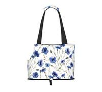 Bolsa de Mano para Mascotas, Bolso de Mano portátil de Viaje para Perros con Hebilla de Metal de Seguridad para Caminatas en el Metro, Flor Aciano