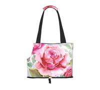 Bolsa de Mano para Mascotas, Bolso de Mano portátil de Viaje para Perros con Hebilla de Metal de Seguridad para Caminatas en el Metro, Hermosas Flores Rosa Flor Rosa Floral