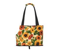 Bolsa de Mano para Mascotas, Bolso de Mano portátil de Viaje para Perros con Hebilla de Metal de Seguridad para Caminatas en el Metro, Girasol Rojo