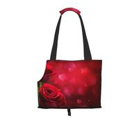 Bolsa de Mano para Mascotas, Bolso de Mano portátil de Viaje para Perros con Hebilla de Metal de Seguridad para Caminatas en el Metro, Rosa roja Impresa.