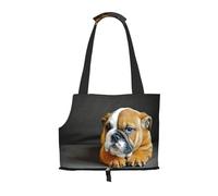 Bolsa de Mano para Mascotas, Bolso de Mano portátil de Viaje para Perros con Hebilla de Metal de Seguridad para Caminatas en el Metro, Bulldog Inglés arrodillado