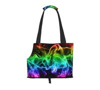 Bolsa de Mano para Mascotas, Bolso de Mano portátil de Viaje para Perros con Hebilla de Metal de Seguridad para Caminatas en el Metro, Humo Colorido Abstracto Negro