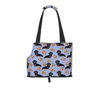 Bolsa de Mano para Mascotas, Bolso de Mano portátil de Viaje para Perros con Hebilla de Metal de Seguridad para Caminatas en el Metro, Pizza Comida Perro Salchicha Lindo
