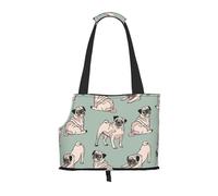 Bolsa de Mano para Mascotas, Bolso de Mano portátil de Viaje para Perros con Hebilla de Metal de Seguridad para Caminatas en el Metro, Perros Pug Sentados