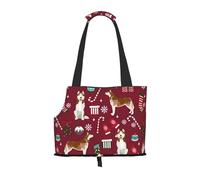 Bolsa de Mano para Mascotas, Bolso de Mano portátil de Viaje para Perros con Hebilla de Metal de Seguridad para Caminatas en el Metro, Husky Bastones de Caramelo Medias Vacaciones Perro Ruby