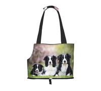 Bolsa de Mano para Mascotas, Bolso de Mano portátil de Viaje para Perros con Hebilla de Metal de Seguridad para Caminatas en el Metro, Familia del Border Collie