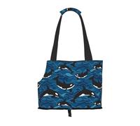 Bolsa de Mano para Mascotas, Bolso de Mano portátil de Viaje para Perros con Hebilla de Metal de Seguridad para Caminatas en el Metro, Orcas del océano