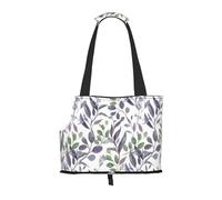 Bolsa de Mano para Mascotas, Bolso de Mano portátil de Viaje para Perros con Hebilla de Metal de Seguridad para Caminatas en el Metro, Verde Salvia Púrpura Hojas Verdes