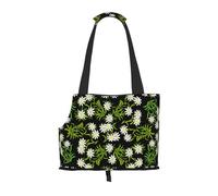 Bolsa de Mano para Mascotas, Bolso de Mano portátil de Viaje para Perros con Hebilla de Metal de Seguridad para Caminatas en el Metro, Edelweiss Alpina Suiza Floral