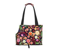 Bolsa de Mano para Mascotas, Bolso de Mano portátil de Viaje para Perros con Hebilla de Metal de Seguridad para Caminatas en el Metro, Vegano Frutas Vivas Verduras Imprimir