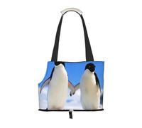 Bolsa de Mano para Mascotas, Bolso de Mano portátil de Viaje para Perros con Hebilla de Metal de Seguridad para Caminatas en el Metro, Impresión de pingüinos