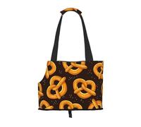 Bolsa de Mano para Mascotas, Bolso de Mano portátil de Viaje para Perros con Hebilla de Metal de Seguridad para Caminatas en el Metro, Pretzels de Dibujos Animados