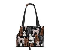 Bolsa de Mano para Mascotas, Bolso de Mano portátil de Viaje para Perros con Hebilla de Metal de Seguridad para Caminatas en el Metro, Perro Negro con caniches