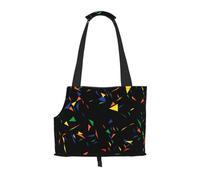 Bolsa de Mano para Mascotas, Bolso de Mano portátil de Viaje para Perros con Hebilla de Metal de Seguridad para Caminatas en el Metro, Imprimir Triángulos Abstracto Confeti