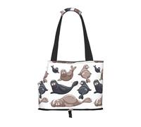 Bolsa de Mano para Mascotas, Bolso de Mano portátil de Viaje para Perros con Hebilla de Metal de Seguridad para Caminatas en el Metro, Sellos Ilustración León Marino