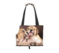 Bolsa de Mano para Mascotas, Bolso de Mano portátil de Viaje para Perros con Hebilla de Metal de Seguridad para Caminatas en el Metro, Besar Cachorros de Bulldog inglés