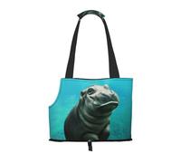 Bolsa de Mano para Mascotas, Bolso de Mano portátil de Viaje para Perros con Hebilla de Metal de Seguridad para Caminatas en el Metro, hipopótamo Divertido