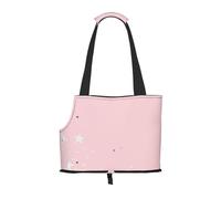 Bolsa de Mano para Mascotas, Bolso de Mano portátil de Viaje para Perros con Hebilla de Metal de Seguridad para Caminatas en el Metro, Estrellas Blancas Rosadas Estampadas