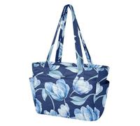 Bolsa de mano para mujer, bolsa de playa para viajes de fin de semana con compartimento, tulipanes de belleza, color azul rey