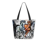 Bolsa de mano para mujer, bolsa grande de cuatro caballos corriendo con cremallera, bolsa de hombro para el trabajo y viajes
