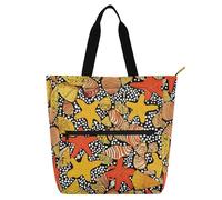 Bolsa de mano para niños, niñas y adultos, safari con estrellas de mar y conchas, bolsa de mano resistente, bolsa de playa con bolsillos con cremallera para la escuela y el tiempo de juego, arcoíris