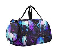 Bolsa de mano para niños pequeños, bolsas de fin de semana con girasoles vibrantes, hojas verdes, bolsas de lona para viajes, gimnasio, equipaje para niños, Magical Unicorn Starry Sky, Classic