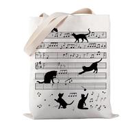 Bolsa de mano para notas musicales, diseño de gato, divertida bolsa de música, regalo para amantes de la música, regalo para amantes de los gatos, Nota musical: tb