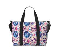 Bolsa de mano para portátil para mujer, trabajo - Blue record rock Skull bolsa de gimnasio para mujeres y hombres, bolsas de viaje cruzadas de artículo personal para mujeres y hombres, bolsas de viaje