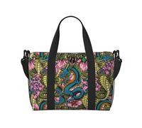 Bolsa de mano para portátil para mujer, trabajo - colorida bolsa de gimnasio con flores de dragón cobra para mujeres y hombres, bolsas de viaje cruzadas para mujeres y hombres, bolsas de viaje
