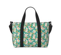 Bolsa de mano para portátil para mujer, trabajo - Lindo Corgi con flores bolsa de gimnasio para mujeres y hombres, bolsas de viaje cruzadas para mujeres y hombres, bolsas de viaje nocturnas para