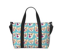 Bolsa de mano para portátil para mujer, trabajo - Ripple de agua, lindo perro Corgi, divertidas bolsas de fin de semana para mujeres, viajes, bolsa de gimnasio para mujeres y hombres, bolsas de viaje