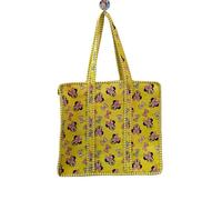 Bolsa de mano para ratón, amarillo con patrón de lazos, bordes cosidos con látigo, 18 x 16 x 6 pulgadas