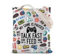 Bolsa de mano para videojuegos My Game Is Paused Talk Fast Or Feed Me reutilizable, bolsa de compras para videojuegos, Talk Fast Tote, 35*40cm