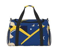 Bolsa de mano plegable con cremallera impermeable con estampado de la bandera de las Islas Salomón map01 para escapadas de fin de semana