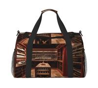Bolsa de mano plegable con estampado de bodega de vino tinto con cremallera impermeable para escapadas de fin de semana