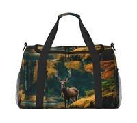 Bolsa de mano plegable con estampado de ciervo y alce de gran capacidad para escapadas de fin de semana en avión