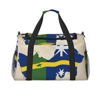 Bolsa de mano plegable con estampado de la bandera de las Islas Salomón map02 con cremallera impermeable para escapadas de fin de semana