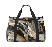 Bolsa de mano plegable con estampado de mármol de lujo con cremallera impermeable para escapadas de fin de semana