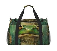 Bolsa de mano plegable con estampado de rana y lluvia, gran capacidad, para escapadas de fin de semana en avión