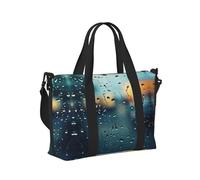 Bolsa de mano plegable y portátil con estampado de gotas de lluvia sobre vidrio, para mujeres y hombres, para viajes de fin de semana