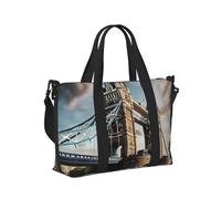 Bolsa de mano plegable y portátil con estampado de Puente de la Torre Vieja Histórica de Londres para mujeres y hombres para viajes de fin de semana