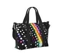 Bolsa de mano portátil plegable de viaje con estampado de lunares y arcoíris con purpurina en blanco y negro, para fin de semana, viajes, gimnasio, vacaciones