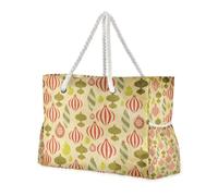 Bolsa de mano roja y dorada con diseño de sorpresa de Navidad para mujer, con bolsillos laterales, bolsa de noche para fin de semana con portavasos en el lateral